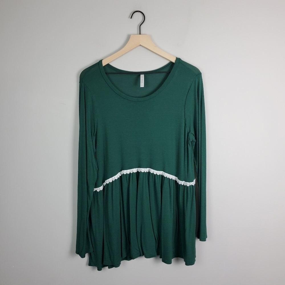 Boutique Green White Blouse Top